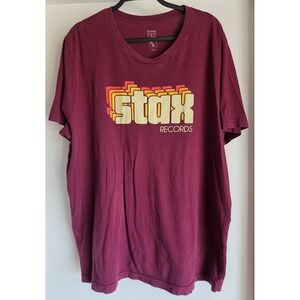 Stax Graphic T-Shirt 2XL Burgundy Short Sleeve Round Neck Retro Tee